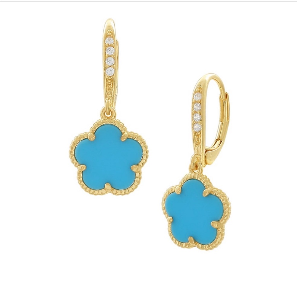 14K Goldplated & Onyx Clover Drop Earrings